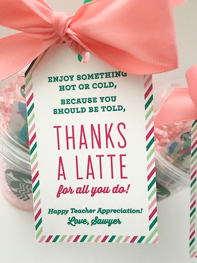 Thanks A Latte Teacher Appreciation Gift Idea With Free Printable Thanks A Latte Teacher Appreciation Gift Idea With Free Printable