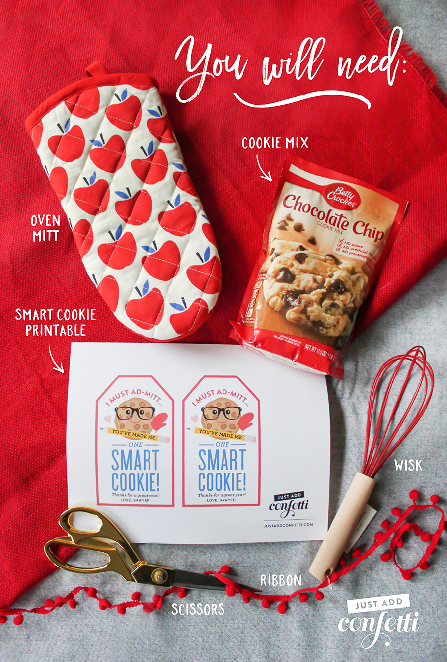 Oven Mitt "Smart Cookie" Teacher Gift Idea - Just Add Confetti