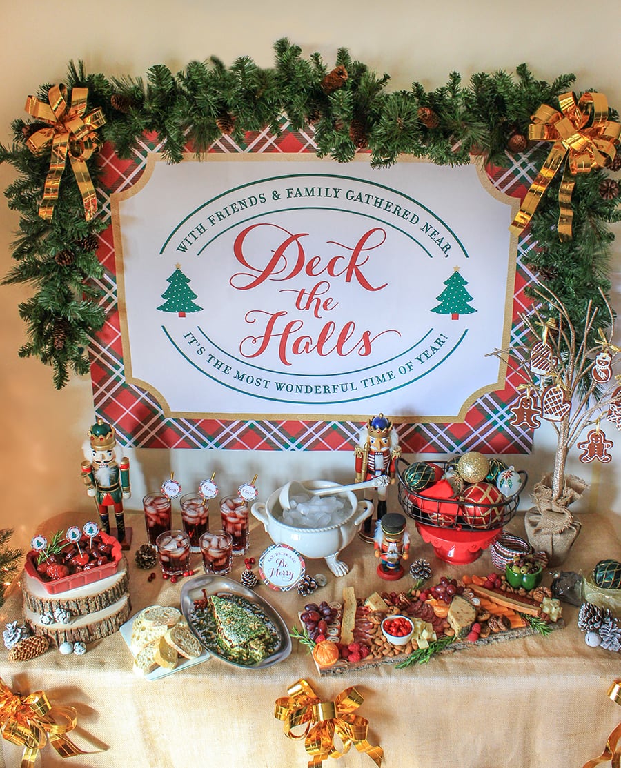 Deck the Halls Tree Trimming Holiday Party, Christmas Party, Cranberry Vanilla Coke-tail, Coca-Cola, Just Add Confetti, Free Printables, Brand Partnership, charcuterie board, gorgonzola loaf, sun-dried tomatoes, pesto, gorgonzola cheese, charcuterie, kielbassa, recipes, DIY ornaments, apple cinnamon ornaments, Christmas tree, Christmas ornaments, Christmas, Party blogger, Pittsburgh blogger,